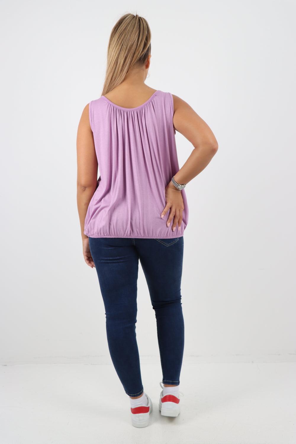 Plain Elasticated Hem Basic Vest top - Lashra Fashion