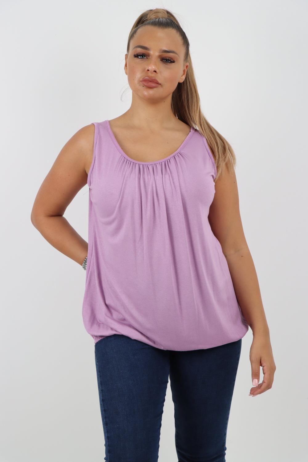 Plain Elasticated Hem Basic Vest top - Lashra Fashion