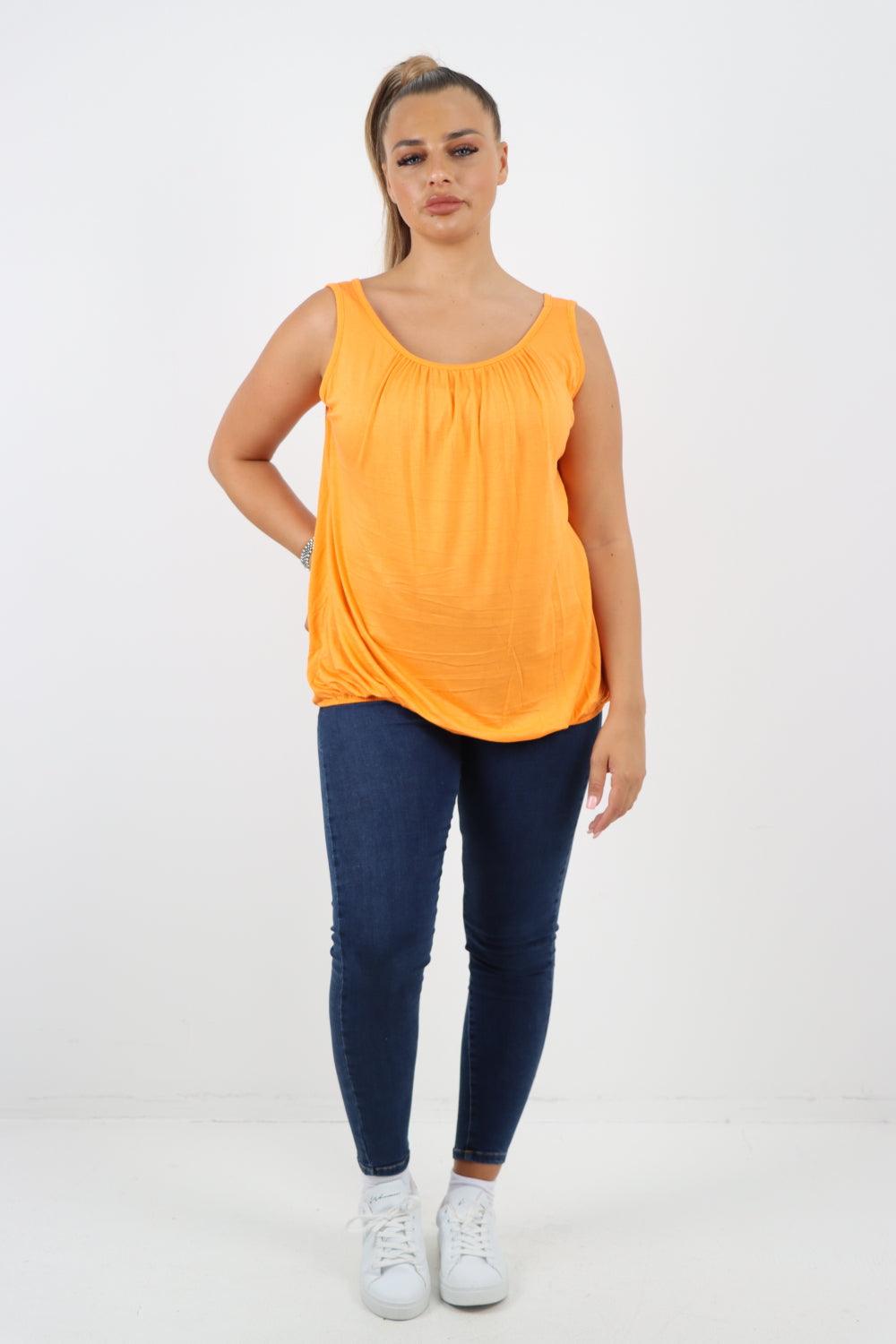 Plain Elasticated Hem Basic Vest top - Lashra Fashion