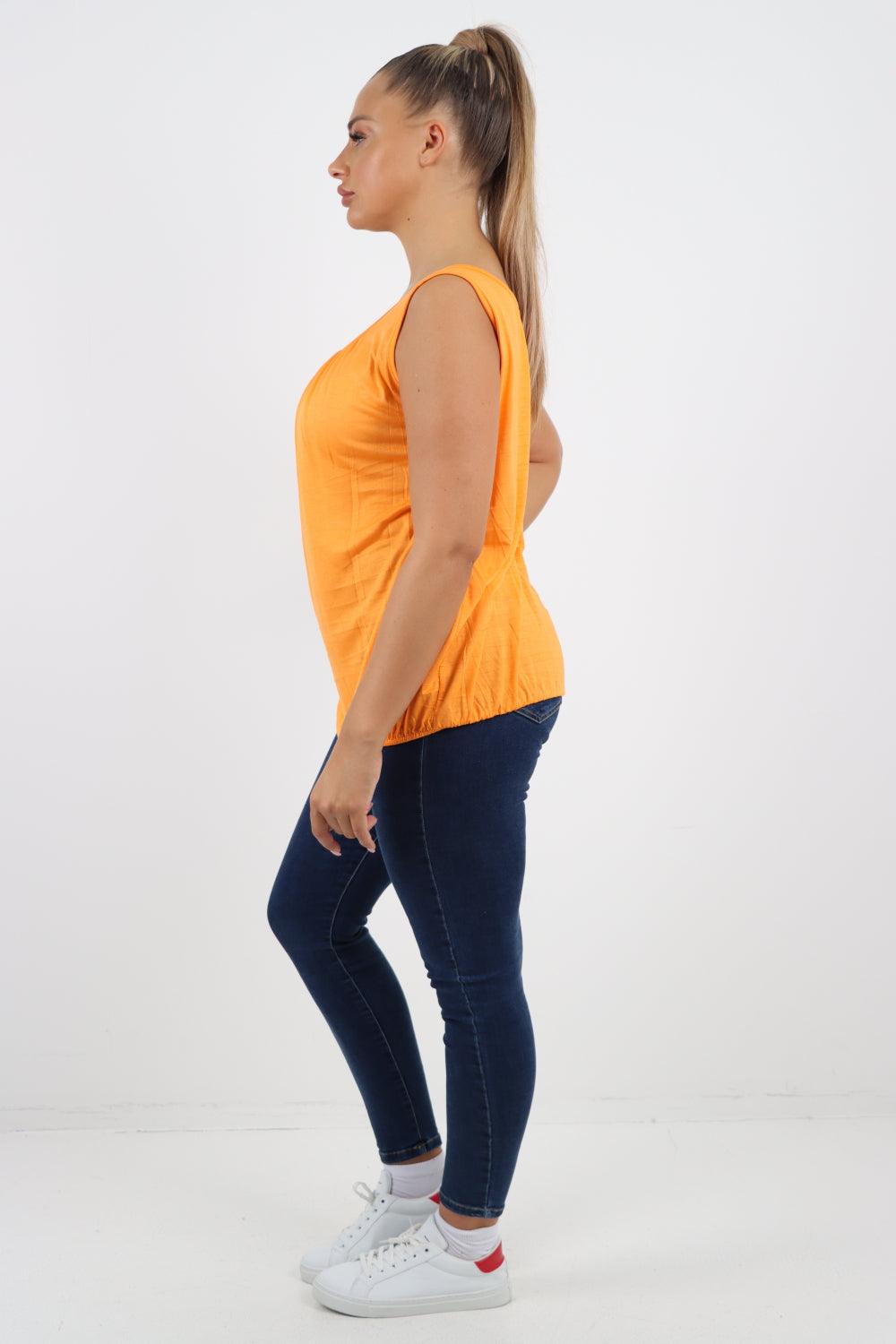 Plain Elasticated Hem Basic Vest top - Lashra Fashion