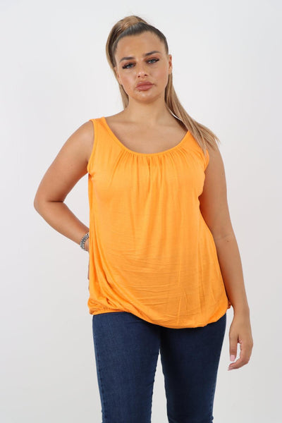 Plain Elasticated Hem Basic Vest top - Lashra Fashion