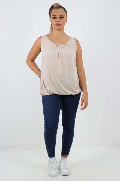 Plain Elasticated Hem Basic Vest top - Lashra Fashion