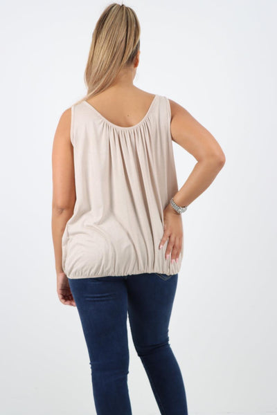 Plain Elasticated Hem Basic Vest top - Lashra Fashion