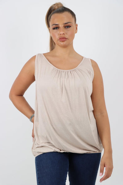 Plain Elasticated Hem Basic Vest top - Lashra Fashion