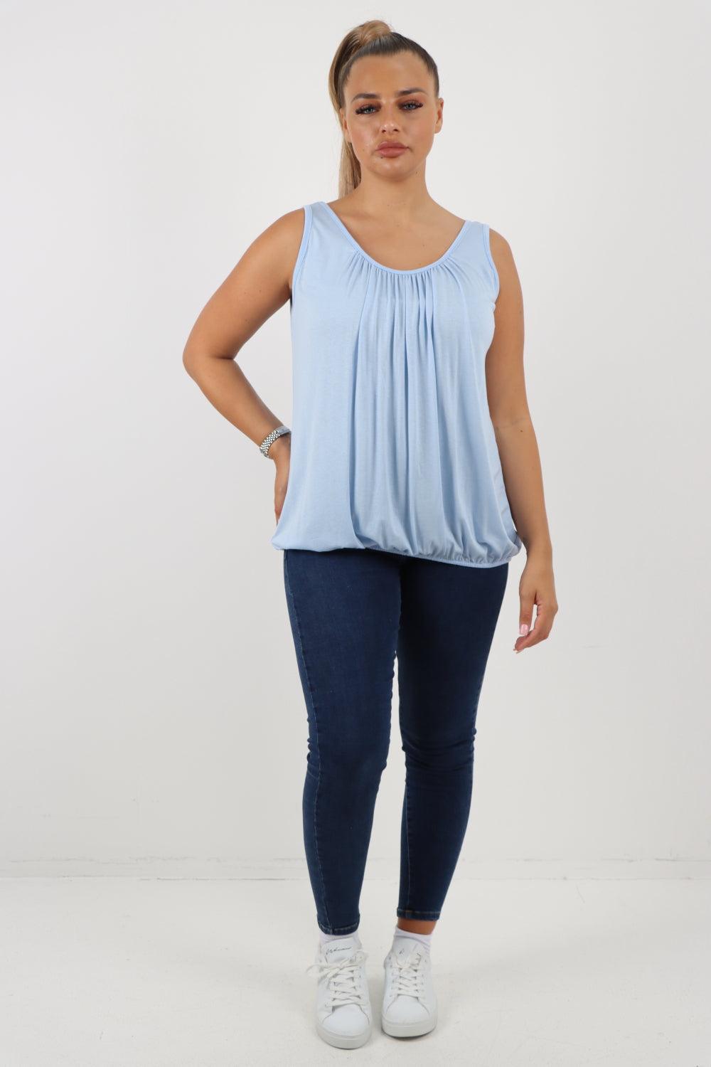 Plain Elasticated Hem Basic Vest top - Lashra Fashion