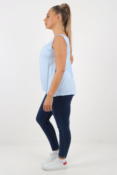 Plain Elasticated Hem Basic Vest top - Lashra Fashion