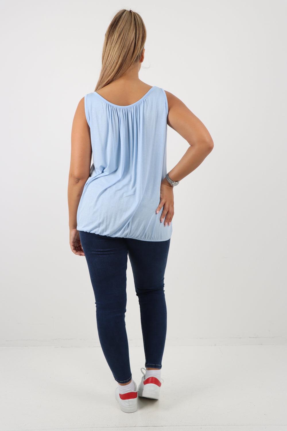 Plain Elasticated Hem Basic Vest top - Lashra Fashion