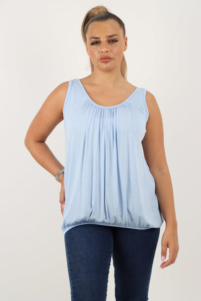 Plain Elasticated Hem Basic Vest top - Lashra Fashion