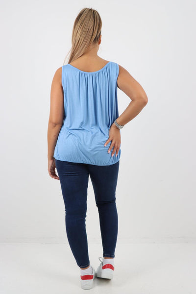 Plain Elasticated Hem Basic Vest top - Lashra Fashion