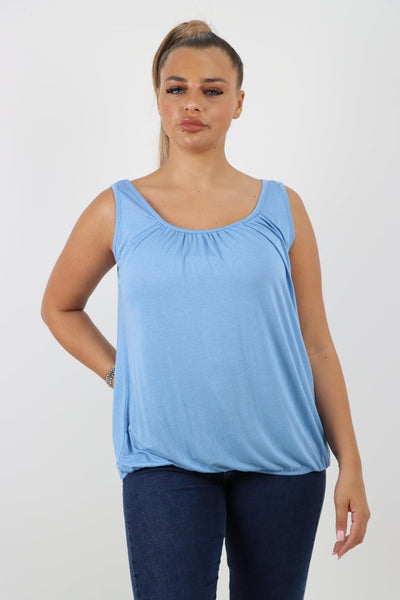 Plain Elasticated Hem Basic Vest top - Lashra Fashion