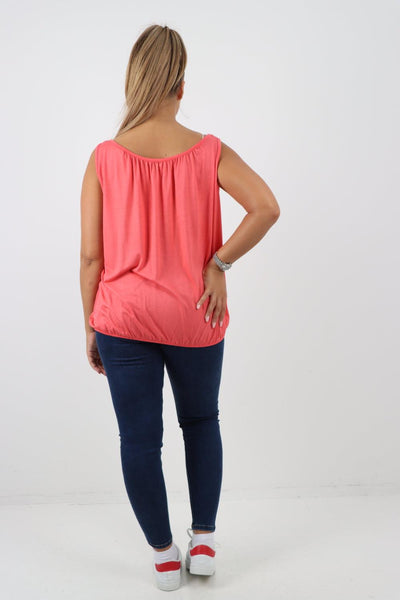 Plain Elasticated Hem Basic Vest top - Lashra Fashion