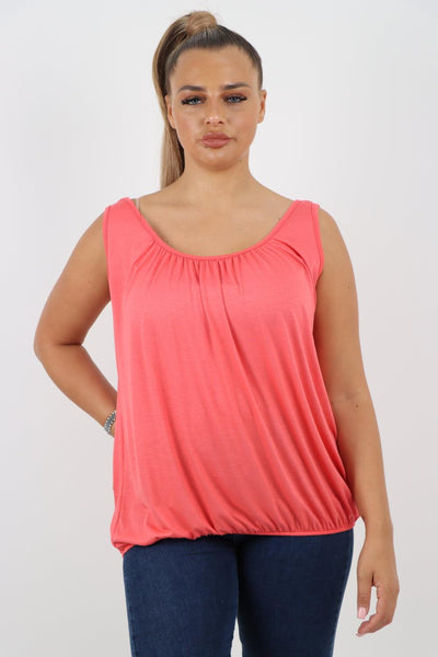 Plain Elasticated Hem Basic Vest top - Lashra Fashion