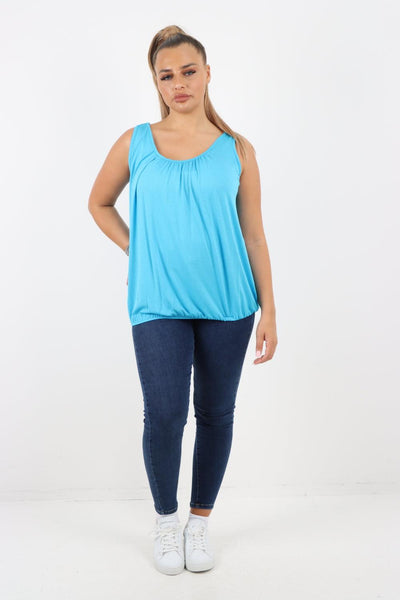 Plain Elasticated Hem Basic Vest top - Lashra Fashion