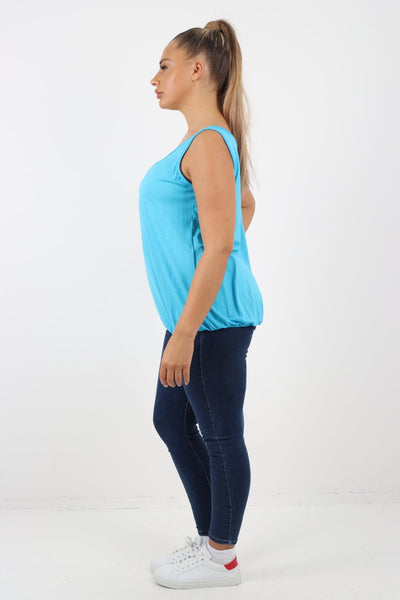 Plain Elasticated Hem Basic Vest top - Lashra Fashion