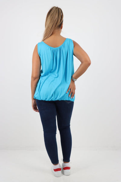 Plain Elasticated Hem Basic Vest top - Lashra Fashion