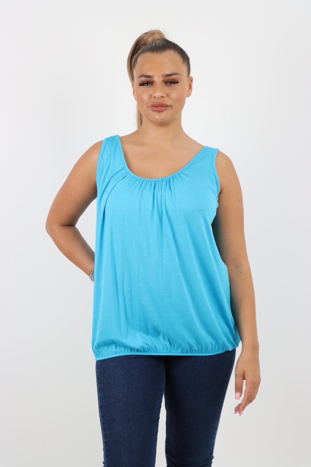 Plain Elasticated Hem Basic Vest top - Lashra Fashion