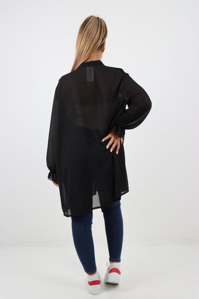 Full Ruffle Front Long Sleeve V Neck Shirt Top - Lashra Fashion