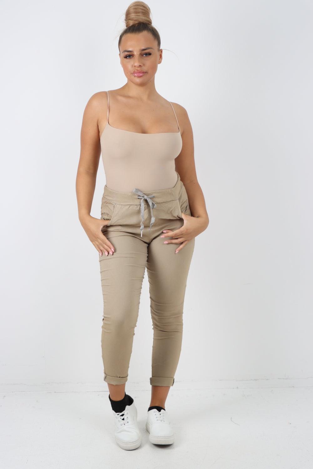 Plain Magic Drawstring Comfort Joggers - Lashra Fashion