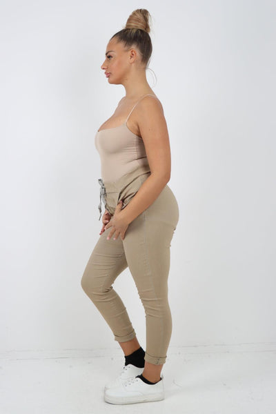 Plain Magic Drawstring Comfort Joggers - Lashra Fashion