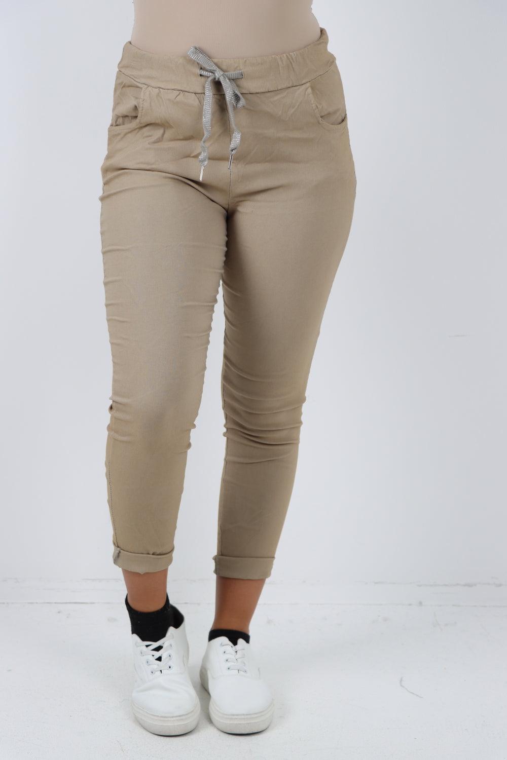 Plain Magic Drawstring Comfort Joggers - Lashra Fashion