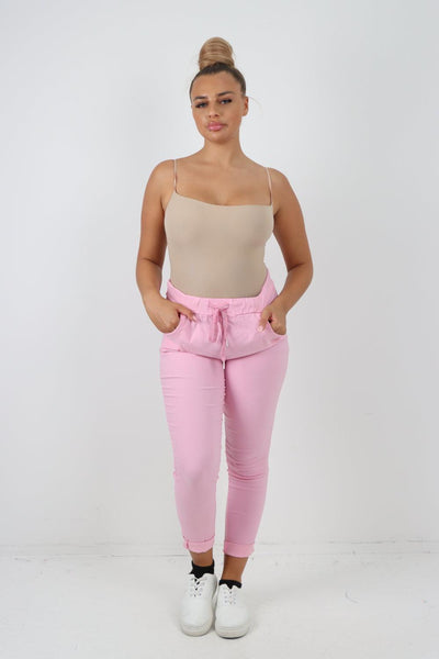 Plain Magic Drawstring Comfort Joggers - Lashra Fashion