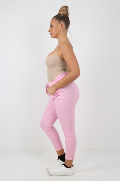 Plain Magic Drawstring Comfort Joggers - Lashra Fashion