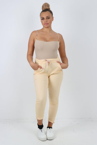 Plain Magic Drawstring Comfort Joggers - Lashra Fashion