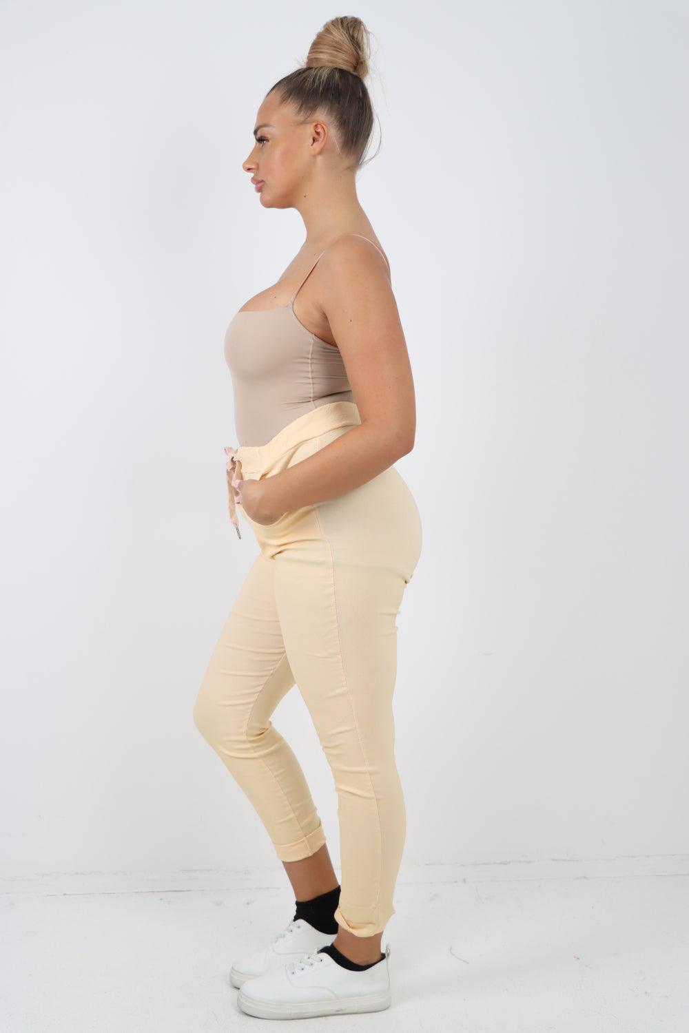 Plain Magic Drawstring Comfort Joggers - Lashra Fashion