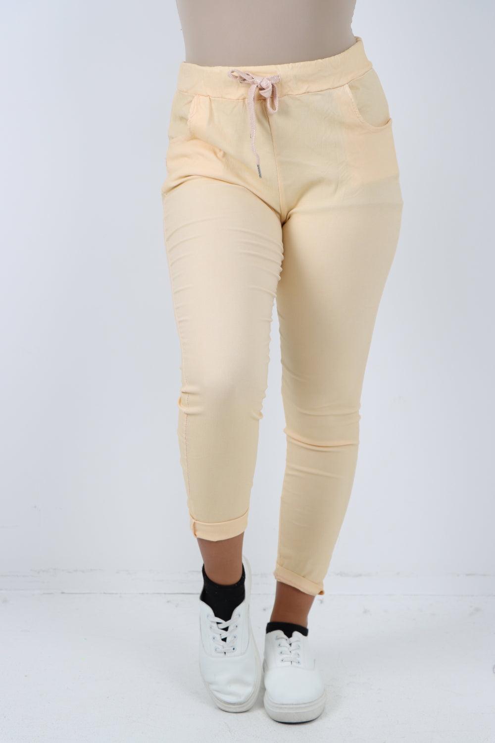 Plain Magic Drawstring Comfort Joggers - Lashra Fashion