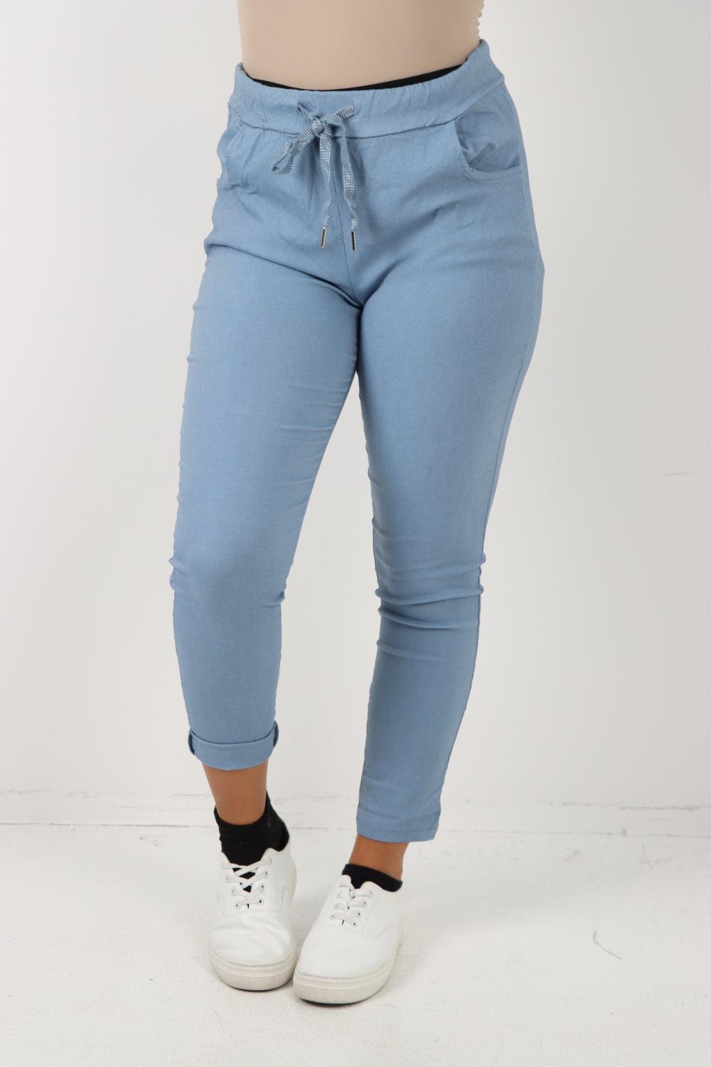 Plain Magic Drawstring Comfort Joggers - Lashra Fashion