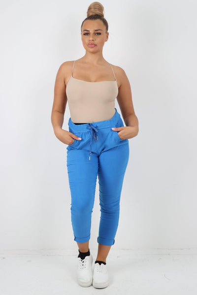 Plain Magic Drawstring Comfort Joggers - Lashra Fashion