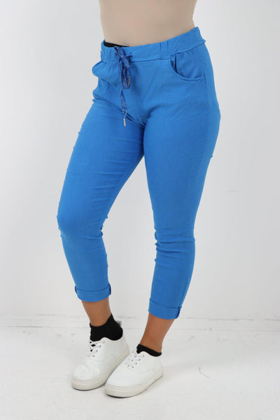 Plain Magic Drawstring Comfort Joggers - Lashra Fashion