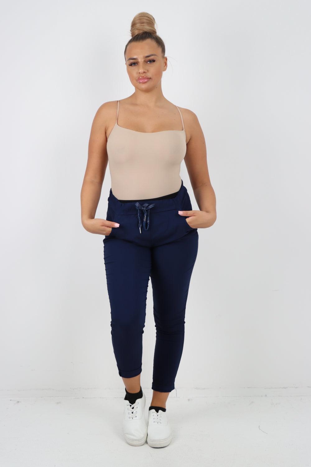 Plain Magic Drawstring Comfort Joggers - Lashra Fashion