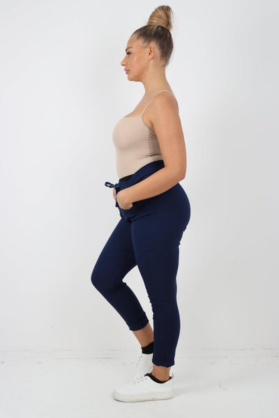 Plain Magic Drawstring Comfort Joggers - Lashra Fashion