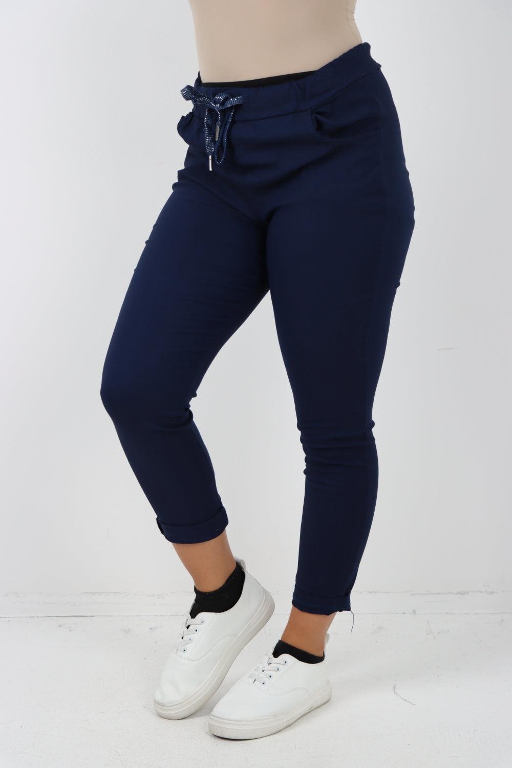 Plain Magic Drawstring Comfort Joggers - Lashra Fashion