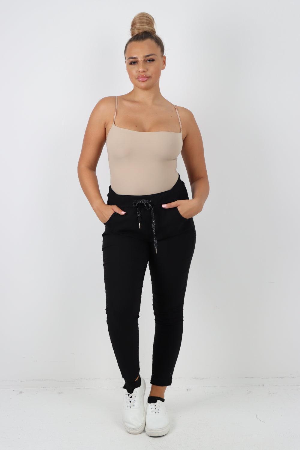 Plain Magic Drawstring Comfort Joggers - Lashra Fashion