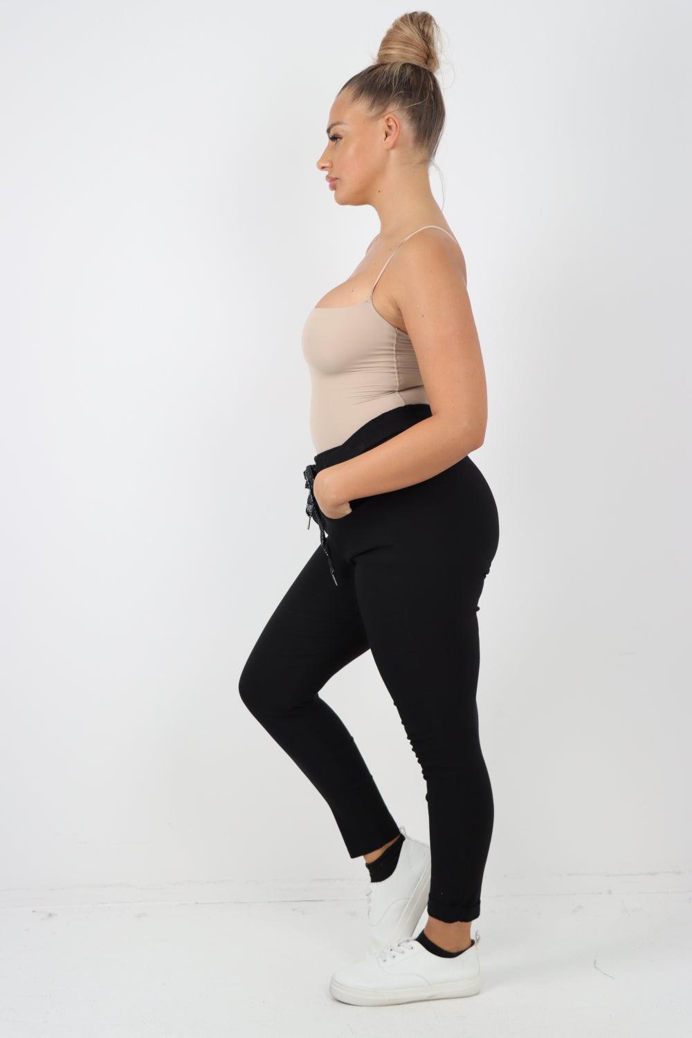 Plain Magic Drawstring Comfort Joggers - Lashra Fashion