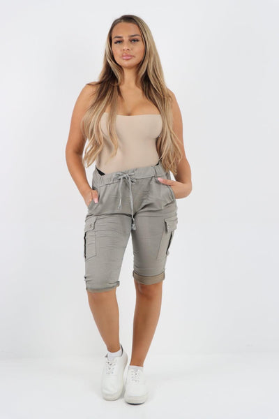 Cargo Pockets Drawstring Magic Shorts - Lashra Fashion