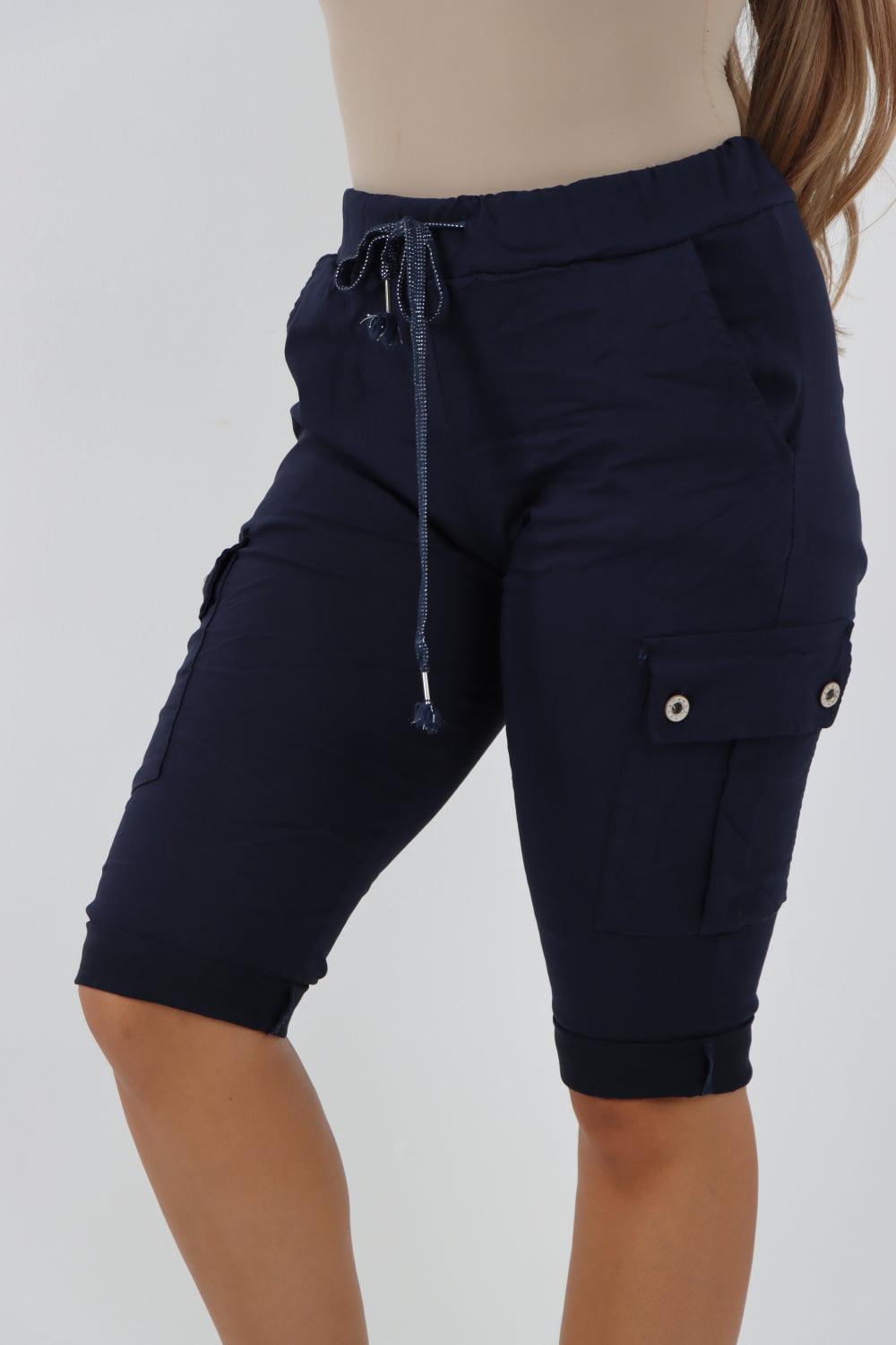 Cargo Pockets Drawstring Magic Shorts - Lashra Fashion