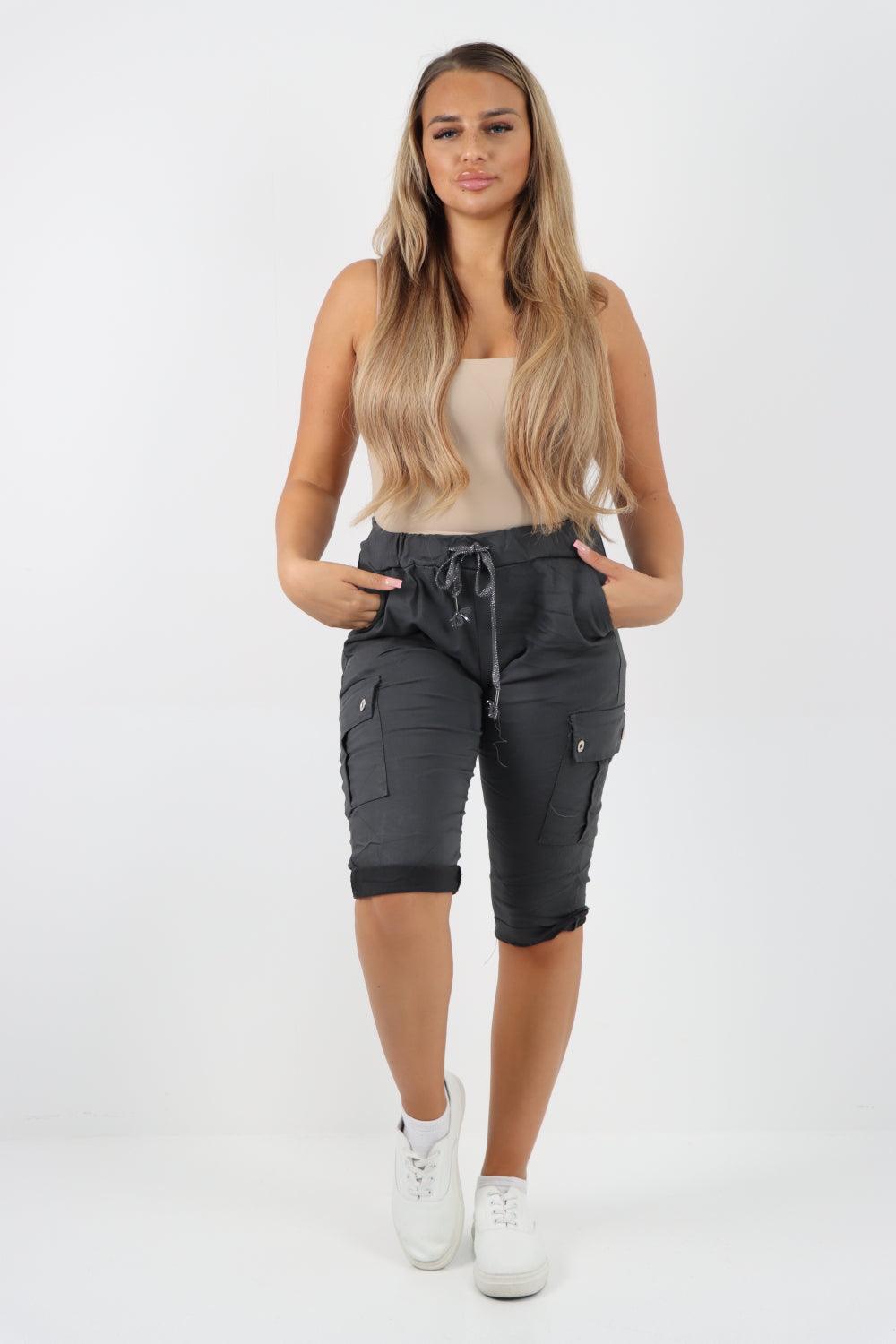 Cargo Pockets Drawstring Magic Shorts - Lashra Fashion