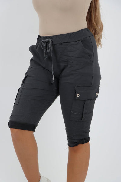 Cargo Pockets Drawstring Magic Shorts - Lashra Fashion