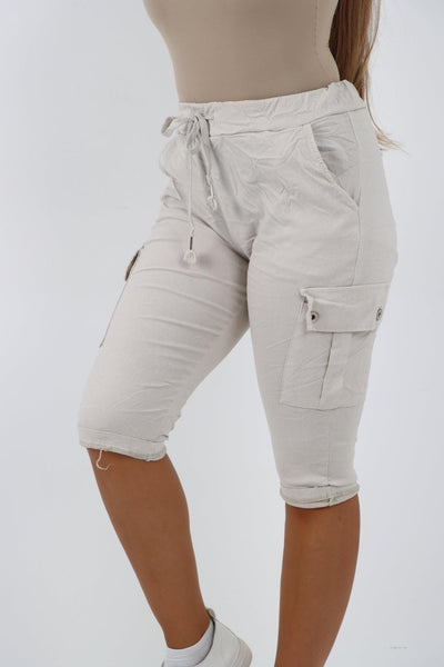 Cargo Pockets Drawstring Magic Shorts - Lashra Fashion