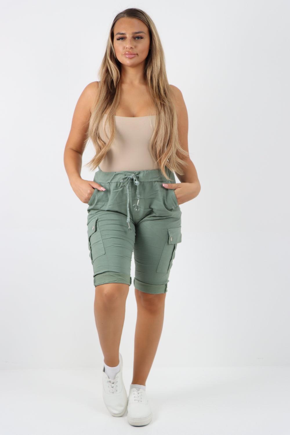 Cargo Pockets Drawstring Magic Shorts - Lashra Fashion