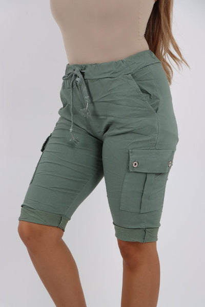 Cargo Pockets Drawstring Magic Shorts - Lashra Fashion