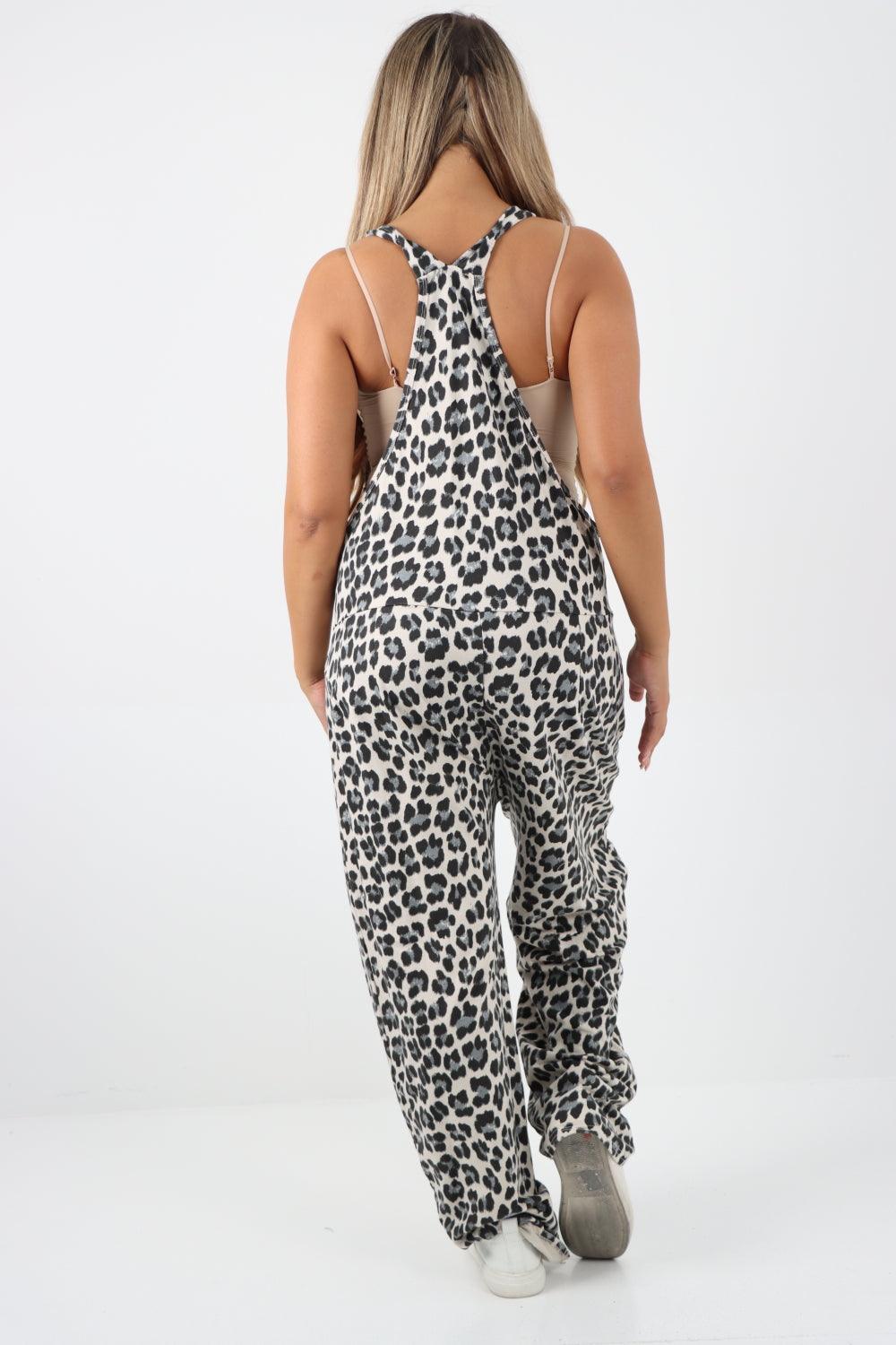 Sleeveless Cotton Animal Print Dungarees - Lashra Fashion