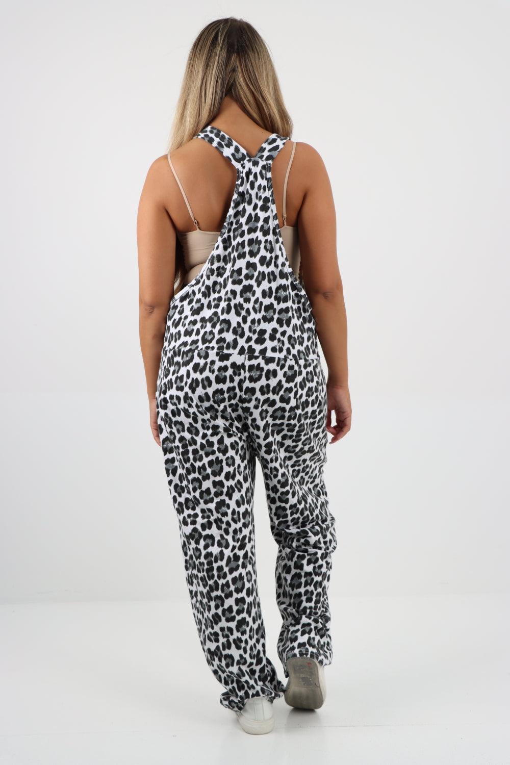 Sleeveless Cotton Animal Print Dungarees - Lashra Fashion