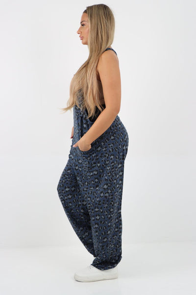 Sleeveless Cotton Animal Print Dungarees - Lashra Fashion