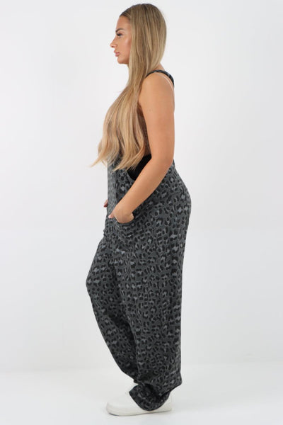 Sleeveless Cotton Animal Print Dungarees - Lashra Fashion