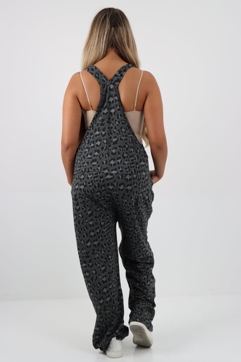 Sleeveless Cotton Animal Print Dungarees - Lashra Fashion