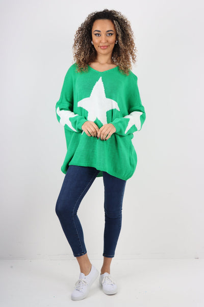 Oversized Star Print Knitted Jumper Top